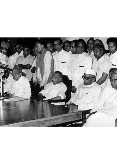 Jayaprakash Narayan, JB Kripalani, Morarji Desai, and AB Vajpayee, 24 March 1977 - Express Archives via Caravan Magazine