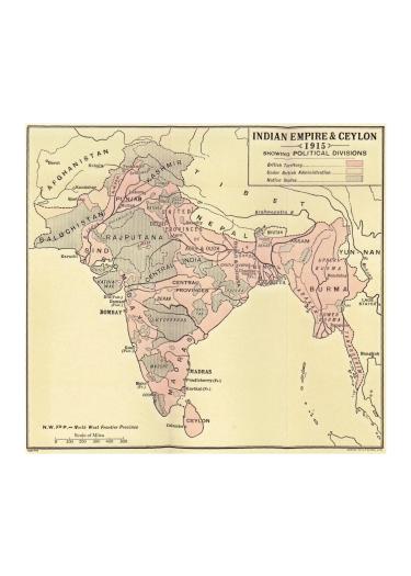 British Empire map highlighting Ceylon (present-day Sri Lanka), 1915.